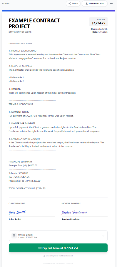 Client Payment Screen